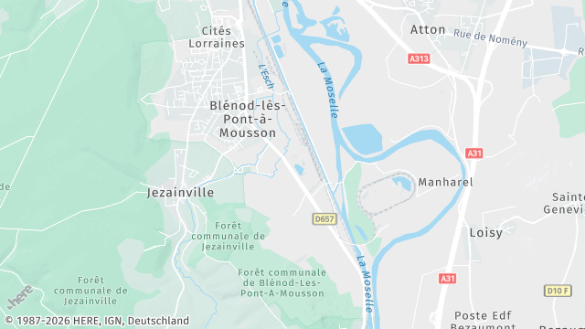 Carte de la zone d'intervention à Blénod-lès-Pont-à-Mousson