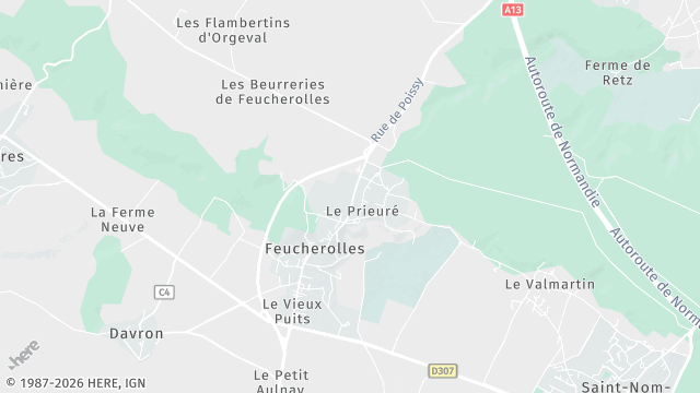 Carte de la zone d'intervention à Feucherolles