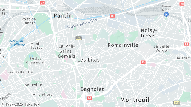 Carte de la zone d'intervention à Les Lilas