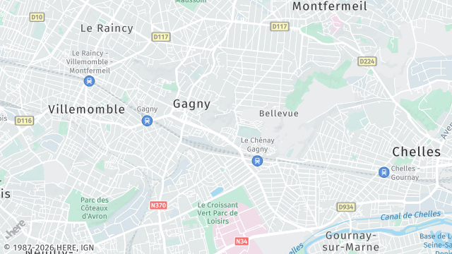 Carte de la zone d'intervention à Gagny