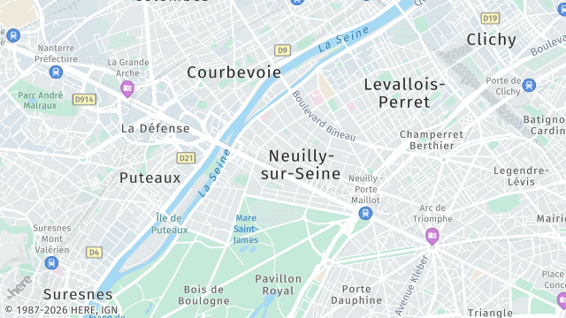 Carte de la zone d'intervention à Neuilly-sur-Seine