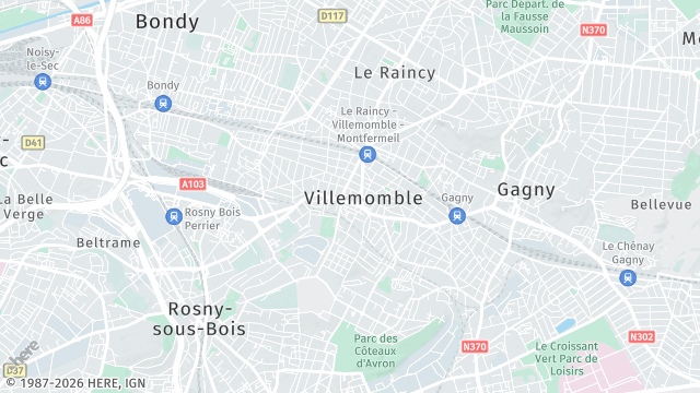 Carte de la zone d'intervention à Villemomble
