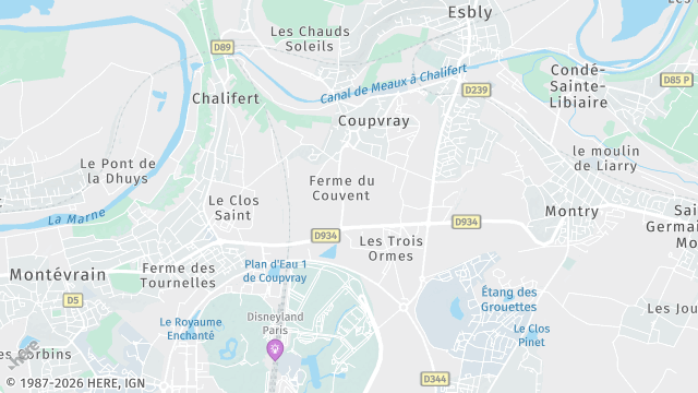 Carte de la zone d'intervention à Coupvray