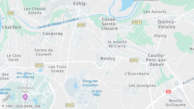 Carte de la zone d'intervention à Montry