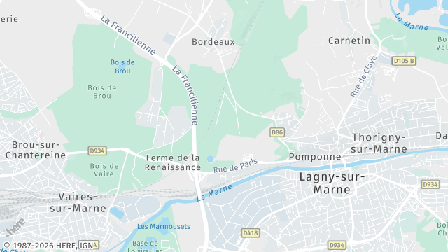 Carte de la zone d'intervention à Pomponne
