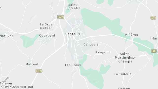 Carte de la zone d'intervention à Septeuil