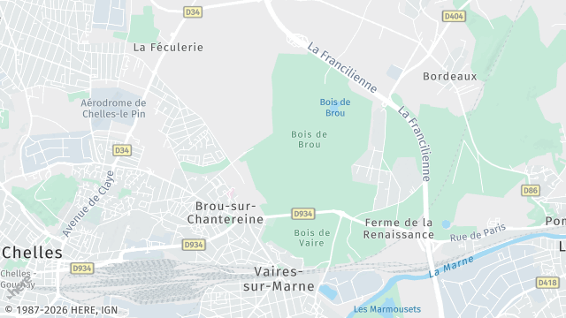 Carte de la zone d'intervention à Brou-sur-Chantereine