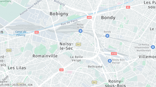 Carte de la zone d'intervention à Noisy-le-Sec
