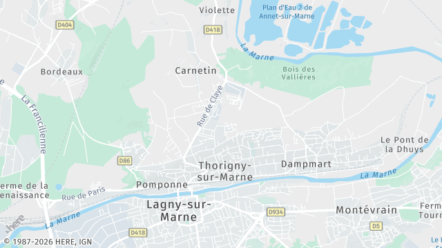 Carte de la zone d'intervention à Thorigny-sur-Marne