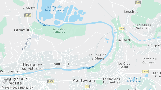 Carte de la zone d'intervention à Dampmart