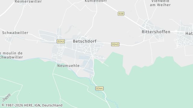 Carte de la zone d'intervention à Betschdorf