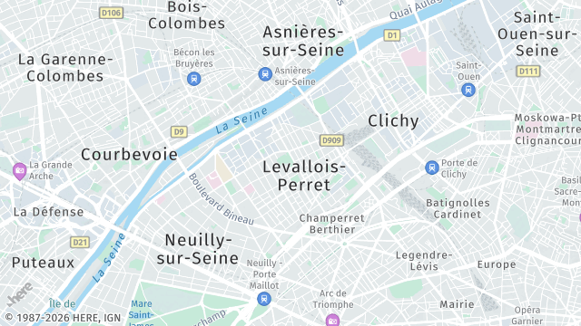 Carte de la zone d'intervention à Levallois-Perret