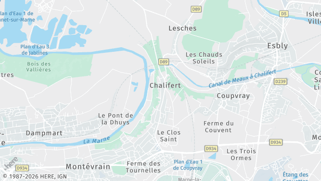 Carte de la zone d'intervention à Chalifert