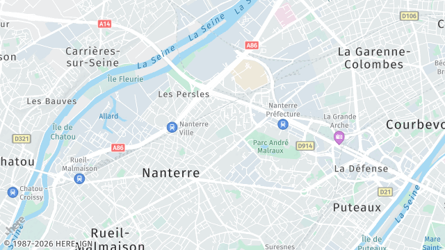 Carte de la zone d'intervention à Nanterre