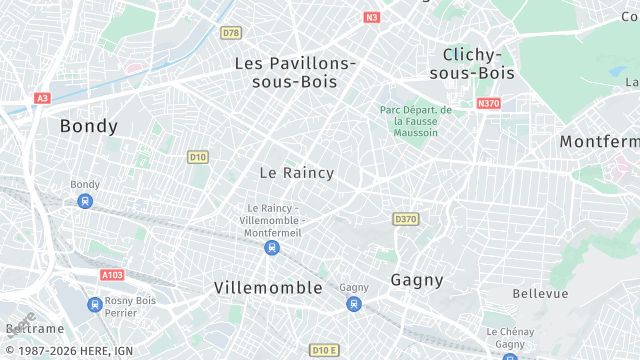 Carte de la zone d'intervention à Le Raincy