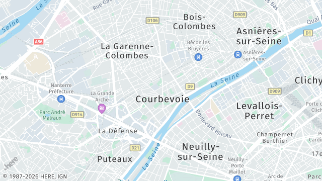 Carte de la zone d'intervention à Courbevoie