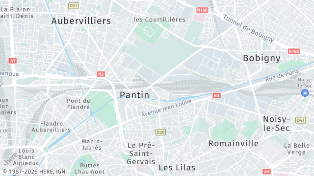 Carte de la zone d'intervention à Pantin