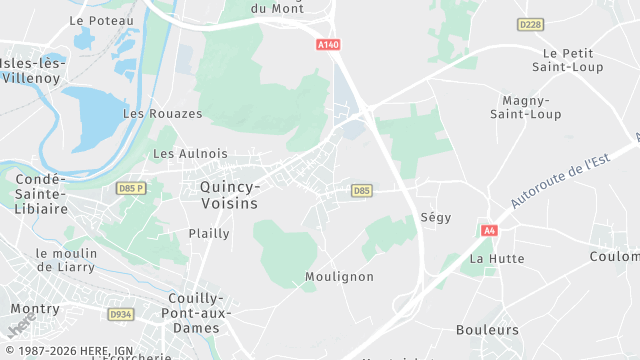 Carte de la zone d'intervention à Quincy-Voisins