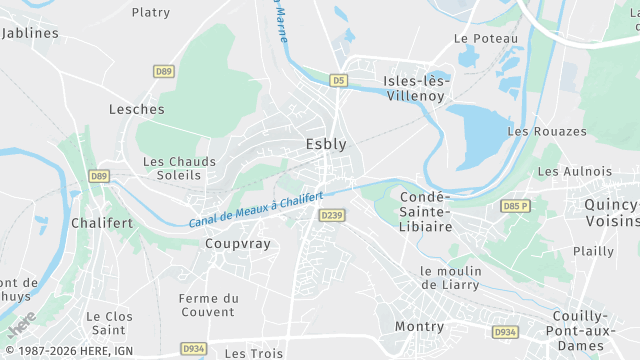 Carte de la zone d'intervention à Esbly