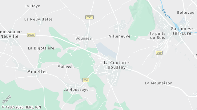 Carte de la zone d'intervention à La Couture-Boussey