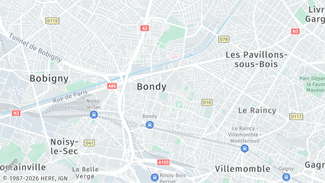 Carte de la zone d'intervention à Bondy