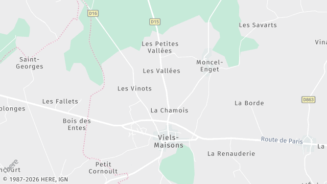 Carte de la zone d'intervention à Viels-Maisons