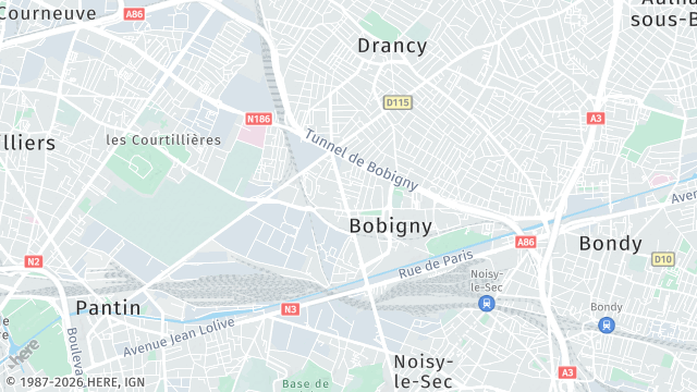 Carte de la zone d'intervention à Bobigny