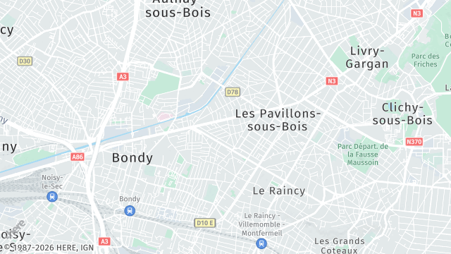 Carte de la zone d'intervention à Les Pavillons-sous-Bois