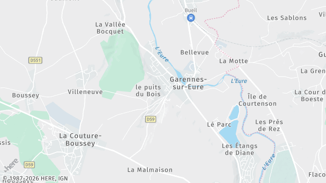 Carte de la zone d'intervention à Garennes-sur-Eure
