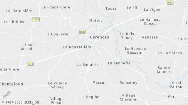 Carte de la zone d'intervention à Cérences