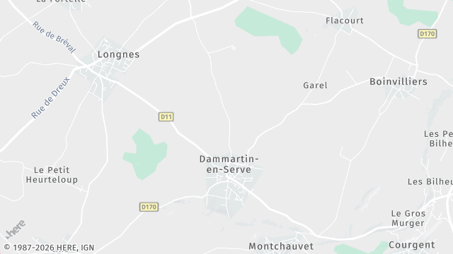 Carte de la zone d'intervention à Dammartin-en-Serve