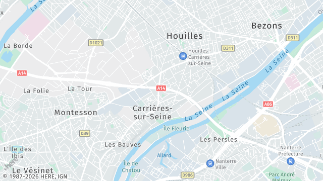 Carte de la zone d'intervention à Carrières-sur-Seine