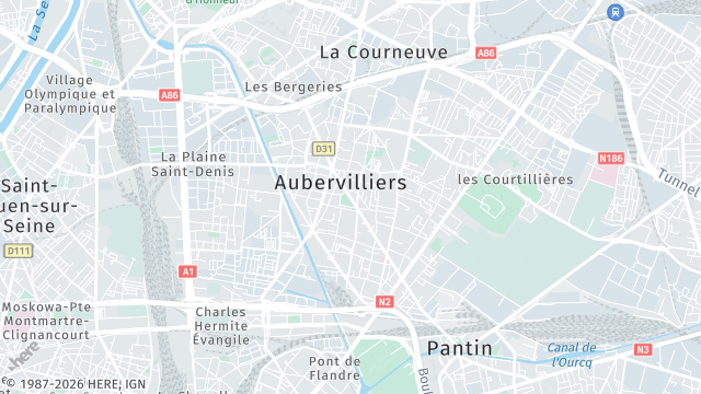 Carte de la zone d'intervention à Aubervilliers