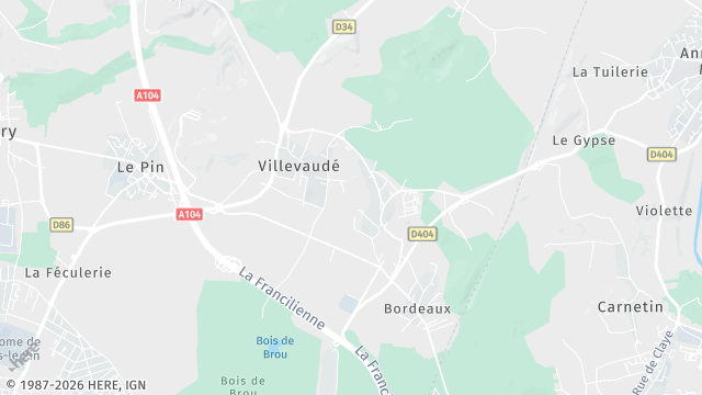 Carte de la zone d'intervention à Villevaudé