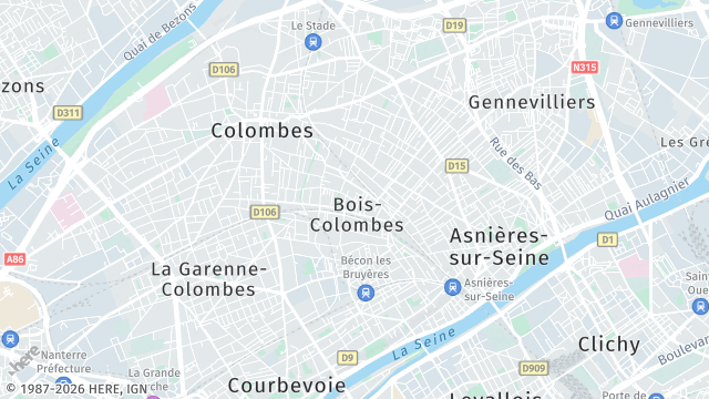 Carte de la zone d'intervention à Bois-Colombes