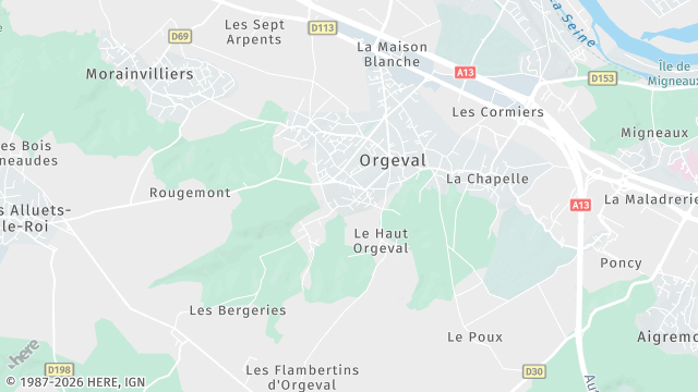 Carte de la zone d'intervention à Orgeval