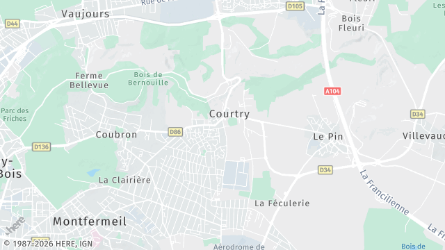 Carte de la zone d'intervention à Courtry
