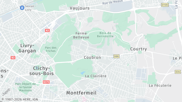 Carte de la zone d'intervention à Coubron