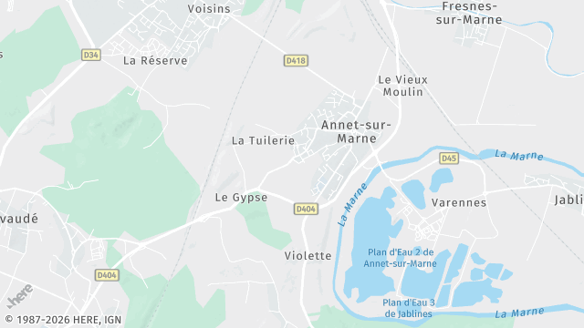 Carte de la zone d'intervention à Annet-sur-Marne