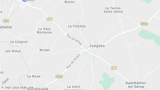 Carte de la zone d'intervention à Longnes