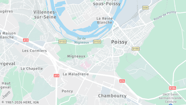 Carte de la zone d'intervention à Poissy