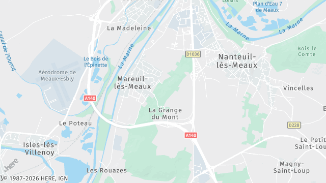 Carte de la zone d'intervention à Mareuil-lès-Meaux
