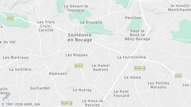 Carte de la zone d'intervention à Souleuvre en Bocage