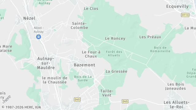 Carte de la zone d'intervention à Bazemont
