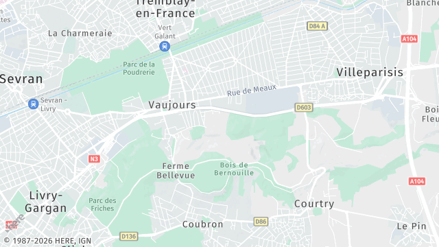 Carte de la zone d'intervention à Vaujours