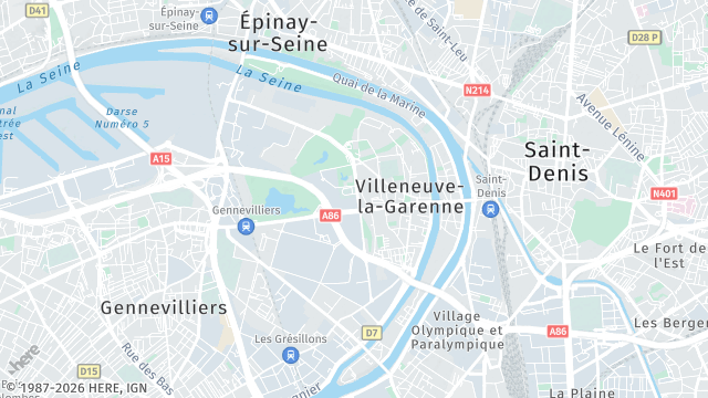 Carte de la zone d'intervention à Villeneuve-la-Garenne