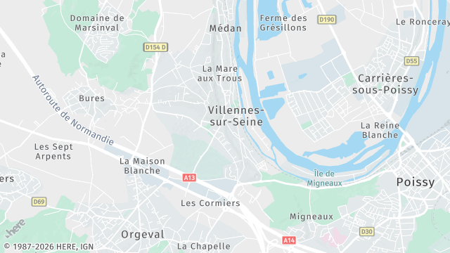 Carte de la zone d'intervention à Villennes-sur-Seine