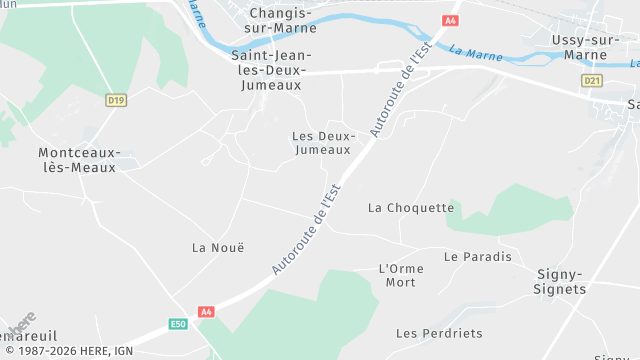 Carte de la zone d'intervention à Saint-Jean-les-Deux-Jumeaux