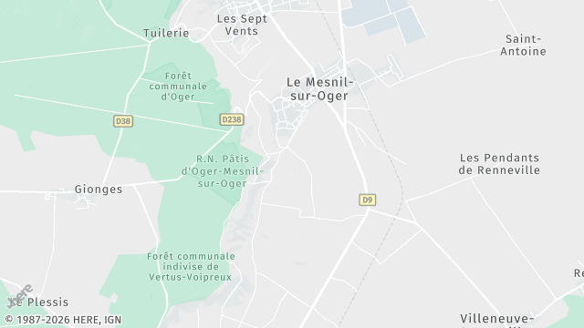 Carte de la zone d'intervention à Le Mesnil-sur-Oger