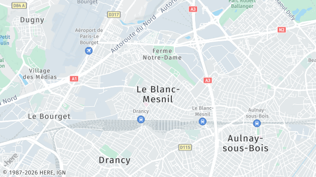 Carte de la zone d'intervention à Le Blanc-Mesnil